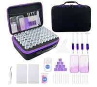 SuSentak Diamond Art Storage Containers with Dot Drill Tools,120 Slots Bead Organizer Case for 5D DIY Art Kits, Portable Craft Box for Diamond Painting Accessories (Black)