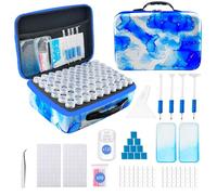 SuSentak Diamond Art Storage Containers with Dot Drill Tools,120 Slots Bead Organizer Case for 5D DIY Art Kits, Portable Craft Box for Diamond Painting Accessories (Blue)
