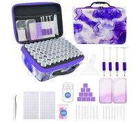 SuSentak Diamond Art Storage Containers with Dot Drill Tools,120 Slots Bead Organizer Case for 5D DIY Art Kits, Portable Craft Box for Diamond Painting Accessories (Purple)