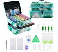 SuSentak Diamond Art Storage Containers with Dot Drill Tools,240 Slots Bead Organizer Case for 5D DIY Art Kits, Portable Craft Box for Diamond Painting Accessories (Green)