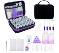 SuSentak Diamond Art Storage Containers with Dot Drill Tools,30 Slots Bead Organizer Case for 5D DIY Art Kits, Portable Craft Box for Diamond Painting Accessories (Black)