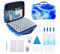 SuSentak Diamond Art Storage Containers with Dot Drill Tools,60 Slots Bead Organizer Case for 5D DIY Art Kits, Portable Craft Box for Diamond Painting Accessories (Blue)