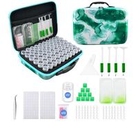 SuSentak Diamond Art Storage Containers with Dot Drill Tools,60 Slots Bead Organizer Case for 5D DIY Art Kits, Portable Craft Box for Diamond Painting Accessories (Green)