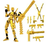 Susfyhya T13 Action Figures Already Assembled, Gatling Action Figure with Multiple Weapons & Gestures, Articulated Joint Mecha Desktop Toy, 3D Printed Figure Robot, Collectible T13 Toy for Boys Girls