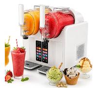Sushangmao 7-in-1 Slushie Machine, Slushy Machine with 4L Dual Tank, No Ice Needed Soft Serve Maker and Chilled Drink Maker, Self-Cleaning for Smoothies Frappés Milkshakes White