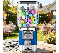 Sushangmao Commercial Toy Candy Capsule Vending Machine, Holds 220 x 32mm Capsules, Customizable for One Size 1-1.38", Pure Mechanical Coin-Op, Candy Vending Machine with 100 Balls & 50 Tokens blue