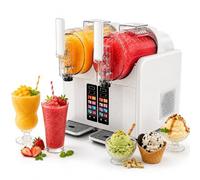 Sushangmao Slushie Machine, Slushy Maker with Dual 2L Tanks 135oz, No Ice Needed 7-in-1 Chilled Drink Maker, 430W Compressor, Color Touch Screen, Self-Cleaning for Home Parties Cafes White