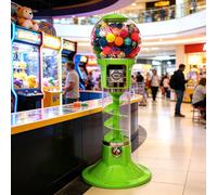 Sushangmao Twister Ball Dispenser - 43in-Height Candy Gumball Vending Machine, Holds 800 X 32mm Bouncy Balls, Spiral Gumball Bank, Coin Mechanism, Key Lock, For Arcades & Parties green