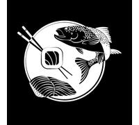 Sushi Bar Fish Japanese Food Asian Restaurant Wall Decals PVC 51x65.5cm Art Decoration White