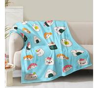 Sushi Blanket Gifts for Women Girls Mom Birthday Christmas Valentine Present Cute Pattern Theme Decor Home Bedroom Living Room Couch Bed Sofa Soft Cozy Lightweight Fleece Kids Adult Teen Throw 60"x50"