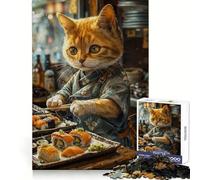 Sushi Cat Chef Japan 1000 Teenager Pieces Jigsaw Puzzle Mind Exercise Toy Bonding Time Precision Cut Art Collection Piece (50x75cm)