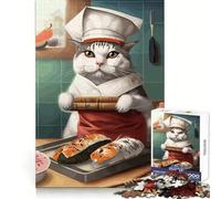 Sushi Cat Chef Japan Jigsaw Puzzles 1000 Pieces for Teenagers Strong Logic Toy Home Activity Clear Edge Cherished Gift (50x75cm)
