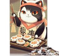 Sushi Cat Chef Japan Puzzle 500 Pieces Jigsaws Wooden Puzzles for Adults Family Entertainment Toys 500pcs (52x38cm)