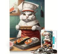 Sushi Cat Chef Japan Teenagers 1000 Piece Jigsaw Puzzle Think Smart Toy Bonding Time Smooth Cut Santa Wish List (38x26cm)