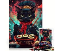 Sushi Cat Chef Jigsaw Puzzles for Adults 1000 Pieces Brain Challenge Toy Quiet Fun Precise Cut Wall Art Decor (50x75cm)