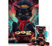 Sushi Cat Chef Jigsaw Puzzles for Teenagers 1000 Piece Raise Memory Leisure Time Clean Edge Lovely Present (38x26cm)