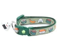 Sushi Cat Collar with Onigiri Bell | Adjustable Large Size or Kitten Collar | Safety Breakaway Collarr (Small(10lbs & Less), Wasabi Green)