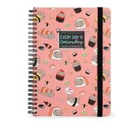 Legami - Spiral Notebook, Lined 7 mm, Sushi Cat, A4 Format, Maxi in FSC Certified Paper, Contains 1 Sheet of Stickers, 160 Pages, Elastic Closure, 21 x 29 cm