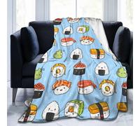 Sushi Cute Pattern Blanket, Soft Blankets Flannel Bed Throw Cozy Lightweight Plush Gifts for Kids Boys Girls Women Men Sofa Couch Bedroom Living Rooms Warm All Season, Home Decor, 60"x50"