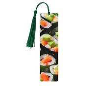 Sushi Dill Pickles 5 Pc Artistic Bookmark Set for Women, Tassel Wooden Bookmarks Study Supplies