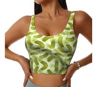 Sushi Dill Pickles Athletic Tops for Women Sleeveless Running Top Yoga Bra Breathable Exercise Workout Vest Black