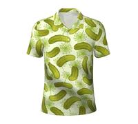 Sushi Dill Pickles Mens Short Sleeve Polo Shirt, Performance Quick Dry Casual Collared Fit Athletic T-Shirt, Black, Large