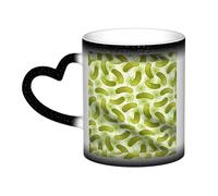 Sushi Dill Pickles Print Ceramic Mug, Black to White Thermochromic Coffee Cup for Home Office Cafe