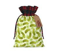Sushi Dill Pickles Print Christmas Drawstring Gift Bags,Gifts Wrapping Bag for Xmas Birthday Holiday Party
