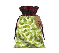 Sushi Dill Pickles Print Christmas Drawstring Gift Bags,Gifts Wrapping Bag for Xmas Birthday Holiday Party