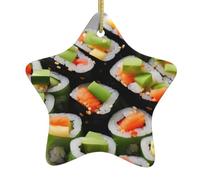 Sushi Dill Pickles Print Christmas Ornaments, Ceramic Hanging Ornament, Round Shape Decorations