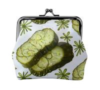 Sushi Dill Pickles Print Coin Purse for Women Cute PU Leather Kiss-lock Change Purse Wallet, Black, One Size, Pattern