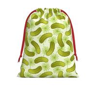Sushi Dill Pickles Print Drawstring Gift Bags For Christmas,Holiday Party Gift Wrapping Bag Assorted Sizes
