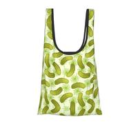 Sushi Dill Pickles Print Foldable Reusable Grocery Bag Lightweight Shopping Tote for Groceries Travel Beach Eco-Friendly Compact Adventure Tote