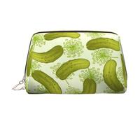 Sushi Dill Pickles Print Leather Makeup ba Leather Makeup Bag - Stylish Travel & Toiletry Companion