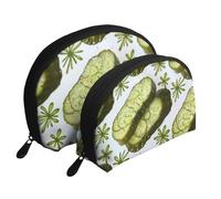 Sushi Dill Pickles Print Small Purses 2Pcs Portable Coin Purse Makeup Bag Soft Vacation Pouch Change Holder Wallet with Zipper Portable for Shopping Travel Party Cosmetic Bag