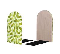 Sushi Dill Pickles Print Wooden Bookends,Sturdy And Stylish Book Organizer,Good Presents For Book Lovers