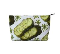 Sushi Dill Pickles Printed Corduroy Makeup Bag for Women Cute Make up Bag Travel Cosmetic Bag with Wristlet