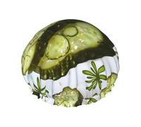 Sushi Dill Pickles Printed Double-Layer Waterproof Shower Cap - Reusable Spa & Face Mask Bathing Hat for Travel, Home Care & Beauty Routine