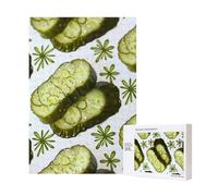 Sushi Dill Pickles Printed Jigsaw Puzzle with Storage Box, Wooden Puzzle for Adults and Kids, 300 Pieces Family Fun Decorative Game