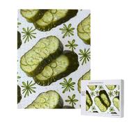 Sushi Dill Pickles Printed Jigsaw Puzzle with Storage Box, Wooden Puzzle for Adults and Kids, 500 Pieces Family Fun Decorative Game