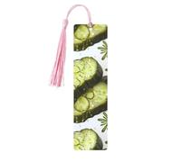 Sushi Dill Pickles Printed Metal Bookmarks M - Pink Lightweight Aluminium Book Marker for Books, Journals & Gifts, Ideal Book Lovers, Holiday Decor & Crafts