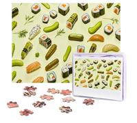 Sushi Dill Pickles Puzzles 500 Pieces Personalized Jigsaw Puzzles with storage bag Photos Puzzle for Adults Challenging Picture Puzzle for Men Women Home Decor (52x38 CM)