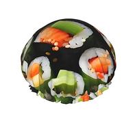 Sushi Dill Pickles Reusable Shower Cap For Women,Double Splashproof Shower Cap,Large Size For All Hair Lengths
