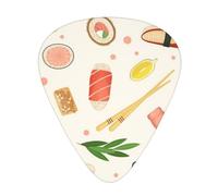 Sushi Food Pattern 12 Pcs Guitar Picks, 0.46mm/0.71mm/0.96mm Thickness, Guitar Plectrum With Storage Case For Acoustic-Electric Guitar Ukulele Bass