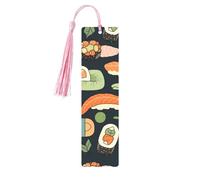 Sushi Food Pattern Metal Bookmarks with Tassel,Cool Book Markers for Reading Women, Men,Aluminum Hanging Ornament Fancy Handmade Craft Reading Accessories Gift for Book Lovers M