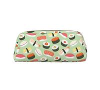 Sushi Food Pattern Print Leather Pencil Case Bag Spacious And Stylish Zipper Office Pencil Pouch