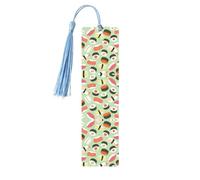 Sushi Food Pattern Print Wooden Bookmark Bookmarks with Tassels Book Marks for Reading Hardcover Books Notebooks