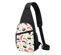 Sushi Food Pattern Printed Chest Bag Sling Bag for Men Women, Outdoor Crossbody Fanny Packs Hiking Chest Packs Sport Daypacks