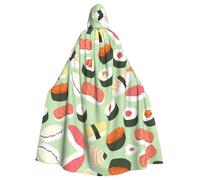 Sushi Food Pattern Printing 57.8 Inches Length Adult Vampire Hooded Cloak,Hooded Cloak For Halloween Role Playing With Tie