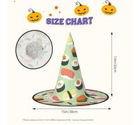 Sushi Food Pattern Printing Halloween Witch Costume Accessory Pointed Cap Witch Hat Foldable Halloween Hats 1 Pieces